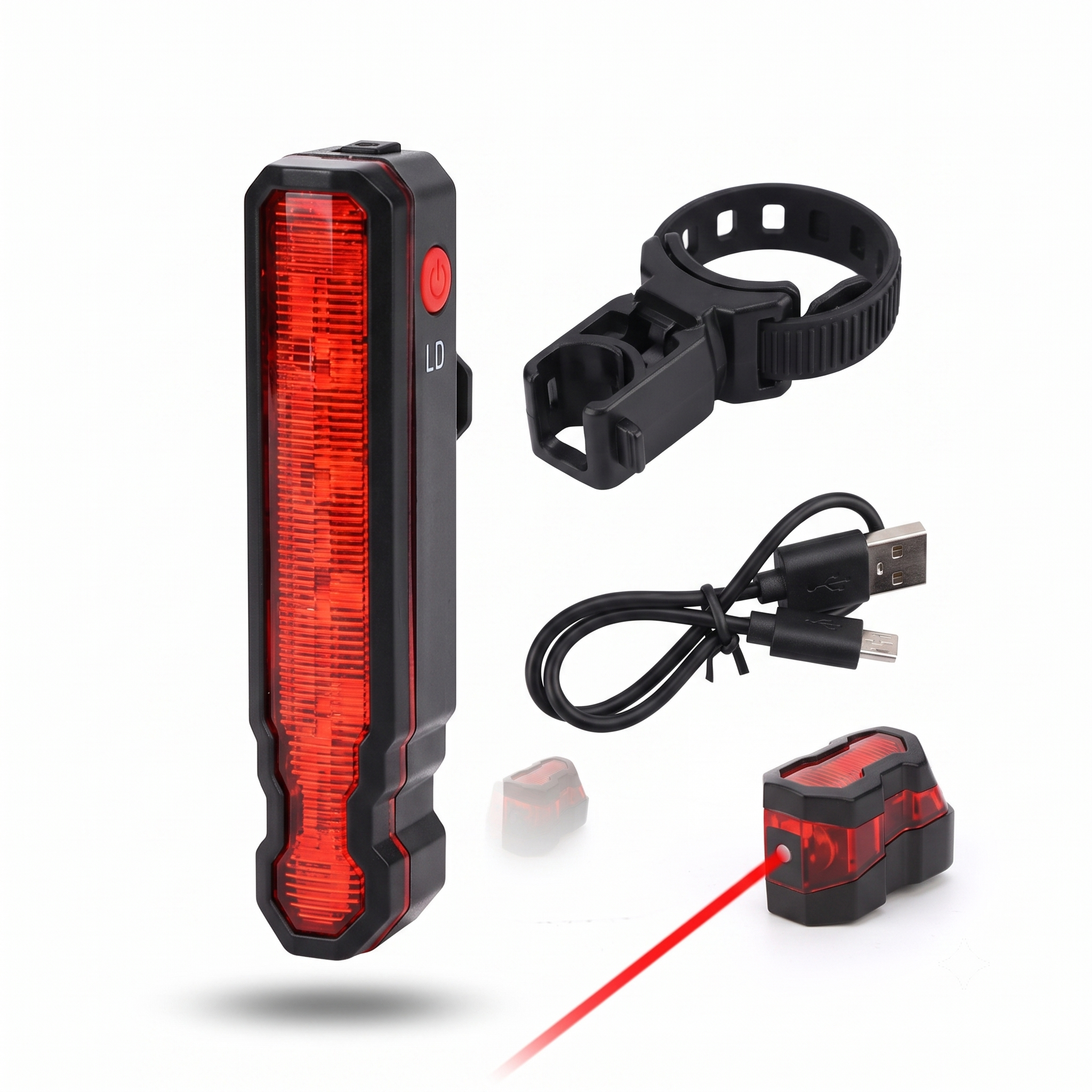 Luz Trasera Láser Spider para Bicicleta | LED + Láser | Recargable USB |