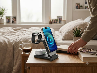 Soporte Magnético Multifuncional Plegable Cargador Inalámbrico